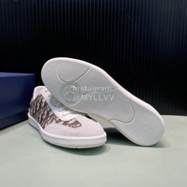 Dior And Daniel Arsham Letter Pattern Leather Casual Shoes For Men Gray