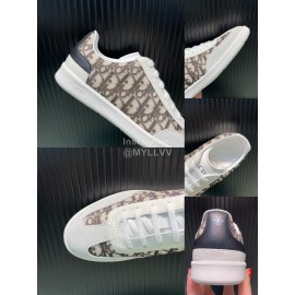 Dior And Daniel Arsham Letter Pattern Leather Casual Shoes For Men Gray