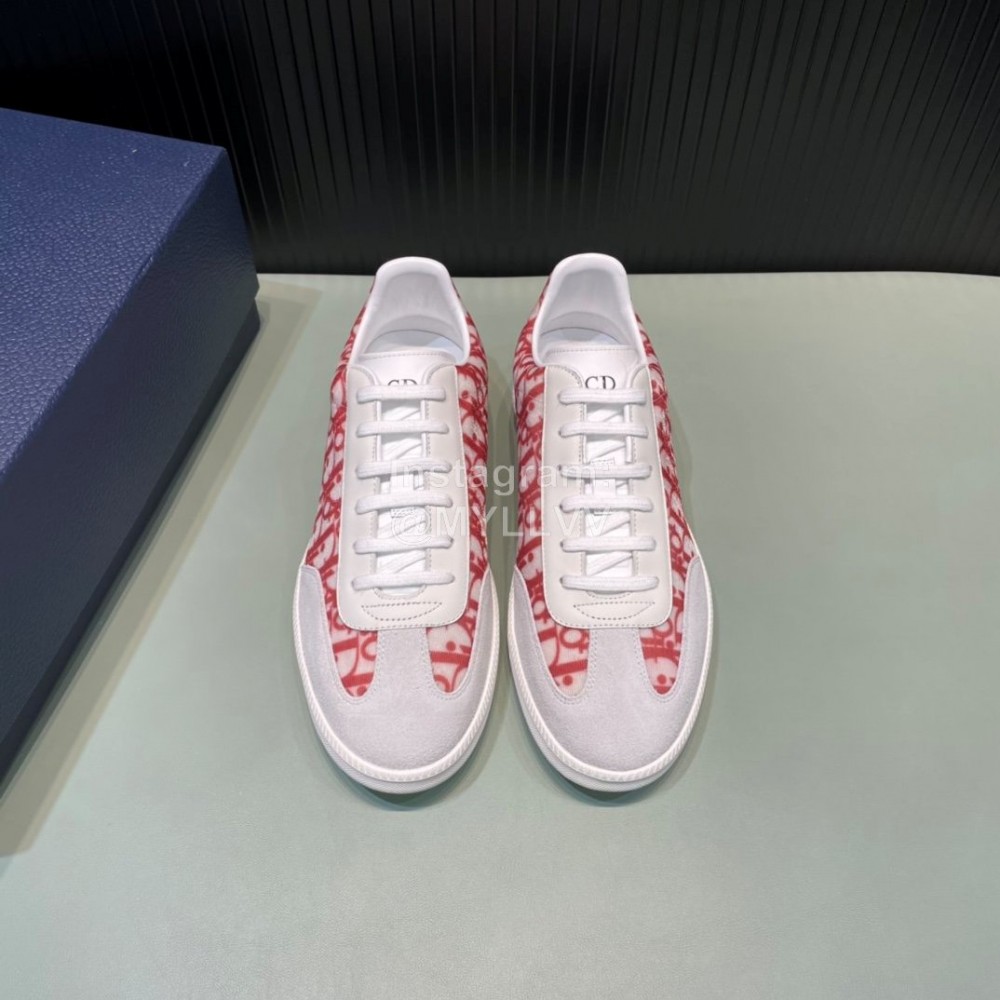 Dior And Daniel Arsham Letter Pattern Leather Casual Shoes For Men Red