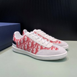 Dior And Daniel Arsham Letter Pattern Leather Casual Shoes For Men Red