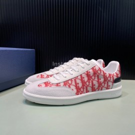 Dior And Daniel Arsham Letter Pattern Leather Casual Shoes For Men Red