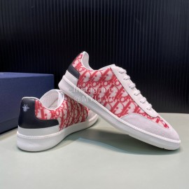 Dior And Daniel Arsham Letter Pattern Leather Casual Shoes For Men Red