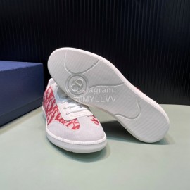 Dior And Daniel Arsham Letter Pattern Leather Casual Shoes For Men Red