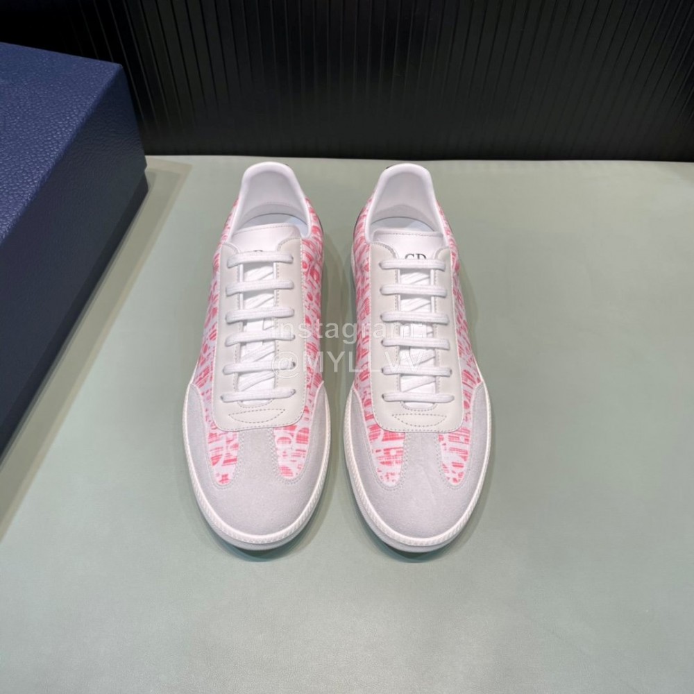 Dior And Daniel Arsham Letter Pattern Leather Casual Shoes For Men Pink