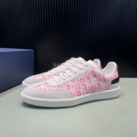 Dior And Daniel Arsham Letter Pattern Leather Casual Shoes For Men Pink