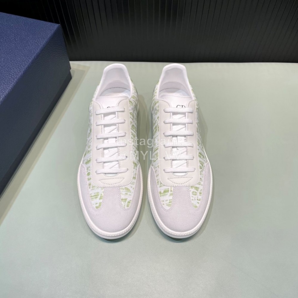 Dior And Daniel Arsham Letter Pattern Leather Casual Shoes For Men Green