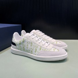 Dior And Daniel Arsham Letter Pattern Leather Casual Shoes For Men Green
