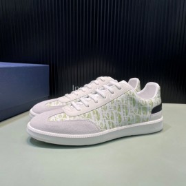 Dior And Daniel Arsham Letter Pattern Leather Casual Shoes For Men Green