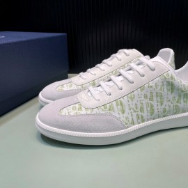 Dior And Daniel Arsham Letter Pattern Leather Casual Shoes For Men Green