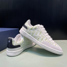 Dior And Daniel Arsham Letter Pattern Leather Casual Shoes For Men Green