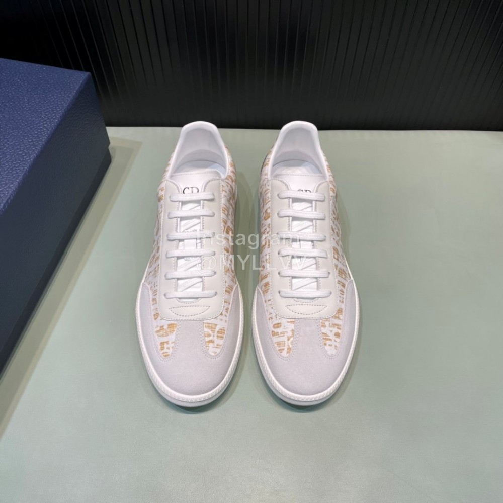 Dior And Daniel Arsham Letter Pattern Leather Casual Shoes For Men Khaki