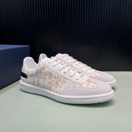 Dior And Daniel Arsham Letter Pattern Leather Casual Shoes For Men Khaki