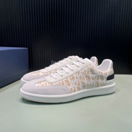 Dior And Daniel Arsham Letter Pattern Leather Casual Shoes For Men Khaki