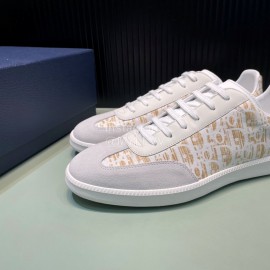 Dior And Daniel Arsham Letter Pattern Leather Casual Shoes For Men Khaki