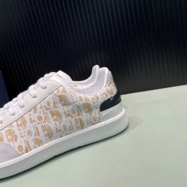 Dior And Daniel Arsham Letter Pattern Leather Casual Shoes For Men Khaki