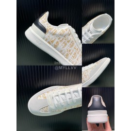 Dior And Daniel Arsham Letter Pattern Leather Casual Shoes For Men Khaki