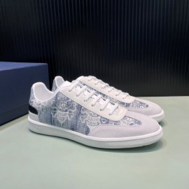 Dior And Daniel Arsham Printed Leather Casual Shoes For Men Blue
