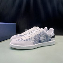 Dior And Daniel Arsham Printed Leather Casual Shoes For Men Blue