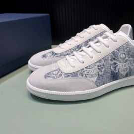 Dior And Daniel Arsham Printed Leather Casual Shoes For Men Blue