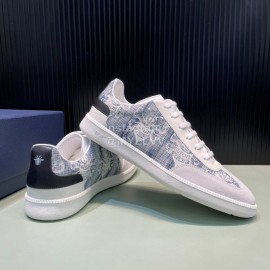 Dior And Daniel Arsham Printed Leather Casual Shoes For Men Blue