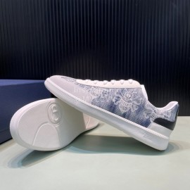 Dior And Daniel Arsham Printed Leather Casual Shoes For Men Blue