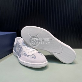 Dior And Daniel Arsham Printed Leather Casual Shoes For Men Blue