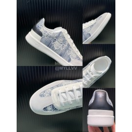 Dior And Daniel Arsham Printed Leather Casual Shoes For Men Blue