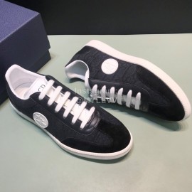 Dior And Daniel Arsham Embroidery Leather Leisure Shoes For Men Black