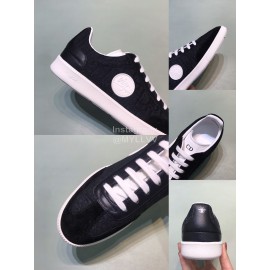 Dior And Daniel Arsham Embroidery Leather Leisure Shoes For Men Black