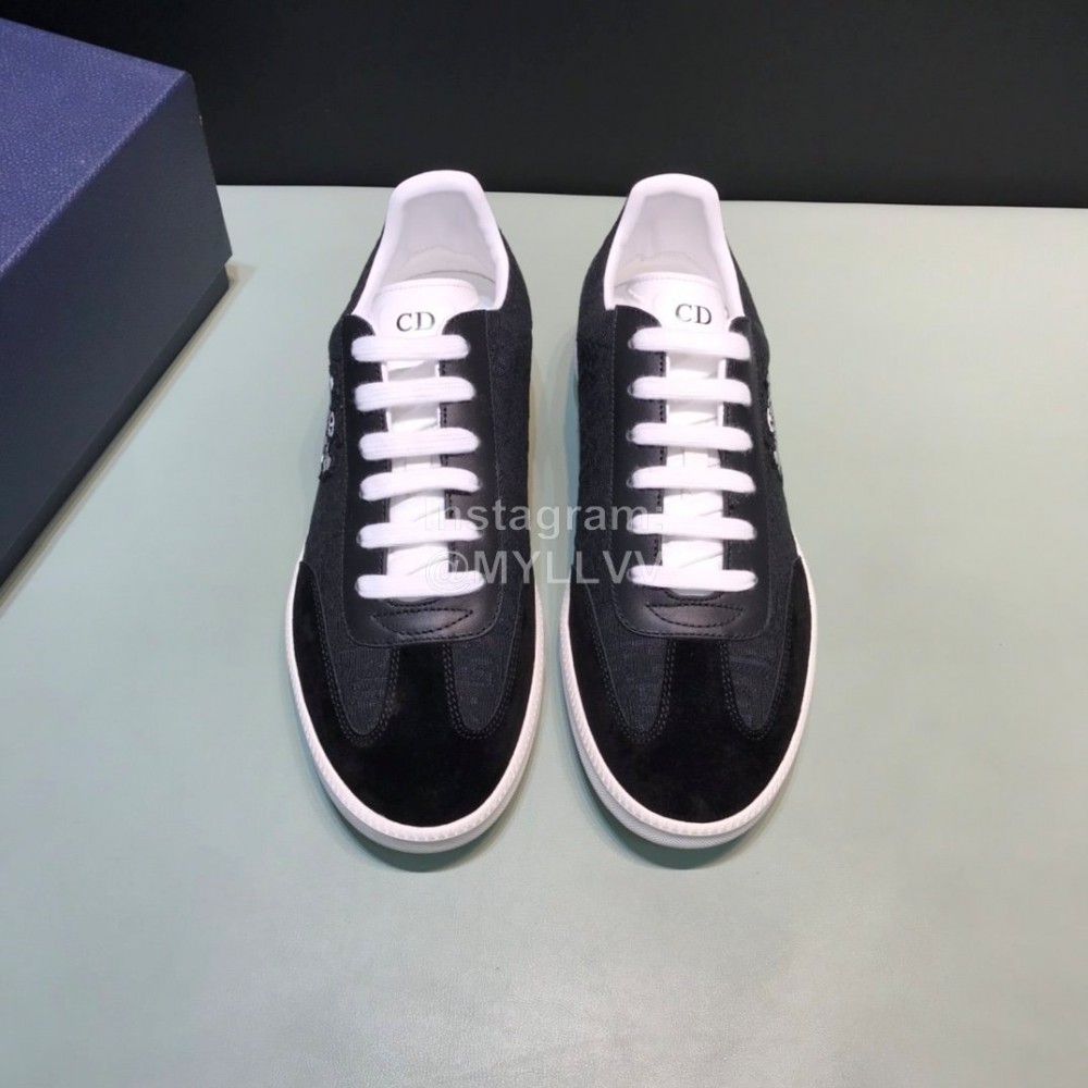 Dior And Daniel Arsham Embroidery Leather Black Leisure Shoes For Men 