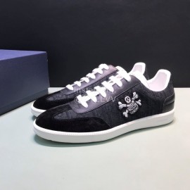 Dior And Daniel Arsham Embroidery Leather Black Leisure Shoes For Men 