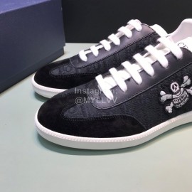 Dior And Daniel Arsham Embroidery Leather Black Leisure Shoes For Men 