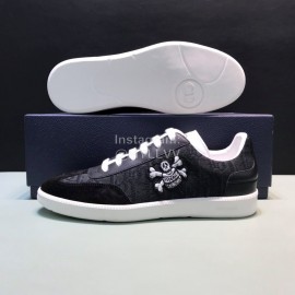 Dior And Daniel Arsham Embroidery Leather Black Leisure Shoes For Men 