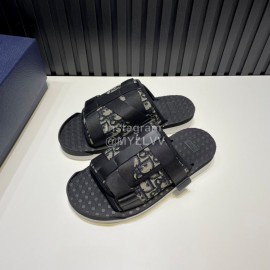 Dior Alpha Oblique Printed Nylon Lace Thick Soled Slippers For Men