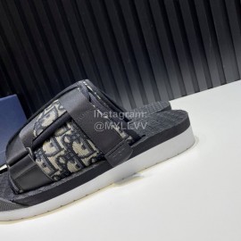 Dior Alpha Oblique Printed Nylon Lace Thick Soled Slippers For Men