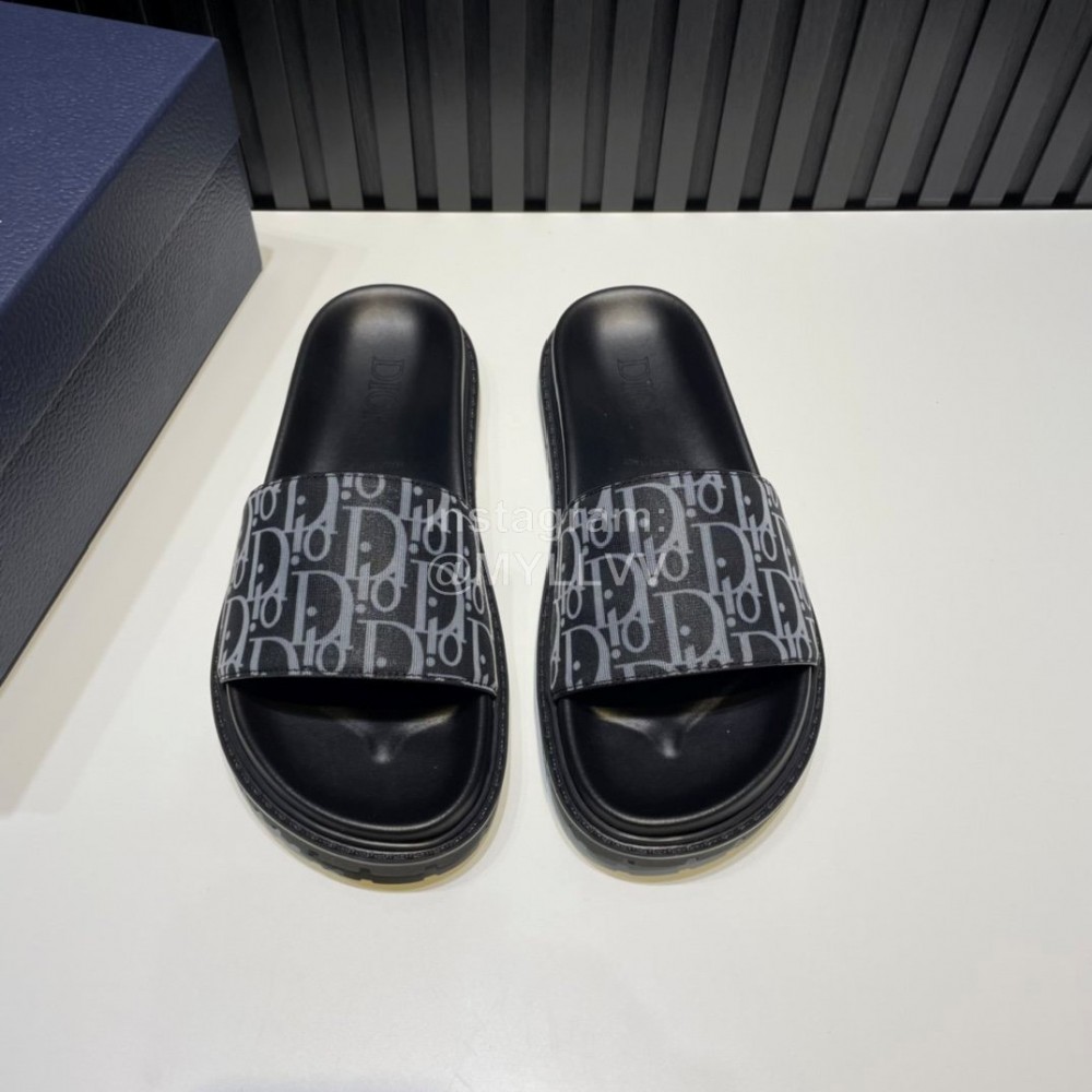 Dior Oblique Printed Leather Casual Slippers For Men