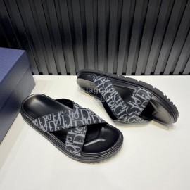 Dior Oblique Printed Leather Casual Cross Slippers For Men