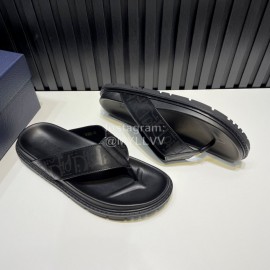 Dior Black Oblique Printed Leather Casual Flip Flops For Men