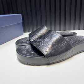 Dior Black Oblique Embossed Cowhide Casual Slippers For Men