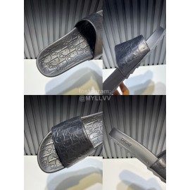 Dior Black Oblique Embossed Cowhide Casual Slippers For Men