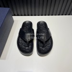 Dior Black Oblique Embossed Cowhide Casual Flip Flops For Men