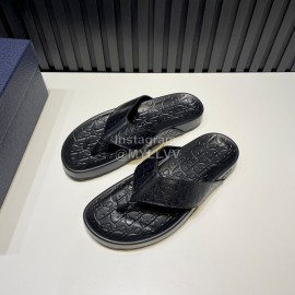 Dior Black Oblique Embossed Cowhide Casual Flip Flops For Men