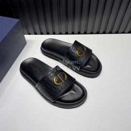 Dior Black Embossed Cowhide Hardware Buckle Casual Slippers For Men