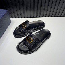 Dior Black Embossed Cowhide Hardware Buckle Casual Slippers For Men