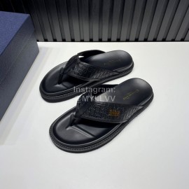 Dior Black Embossed Cowhide Hardware Buckle Casual Flip Flops For Men