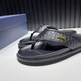 Dior Black Embossed Cowhide Hardware Buckle Casual Flip Flops For Men