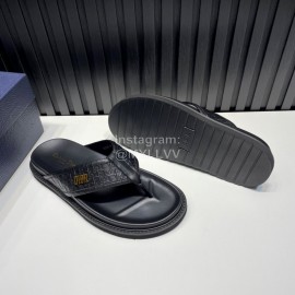 Dior Black Embossed Cowhide Hardware Buckle Casual Flip Flops For Men