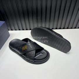 Dior Black Embossed Cowhide Hardware Buckle Casual Cross Slippers For Men