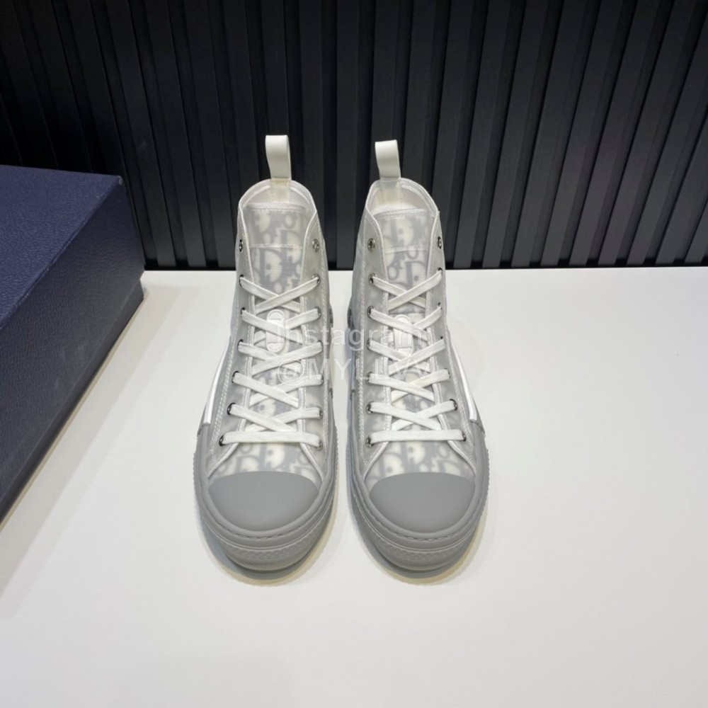 Dior Oblique Printed High Top Casual Shoes For Men And Women Gray
