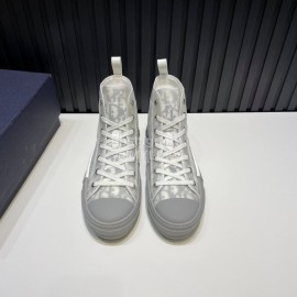 Dior Oblique Printed High Top Casual Shoes For Men And Women Gray